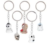 Healeved 5 Pièces Halloween Keychains Resin Skull And Ghost Pendants For Handbag Purse Bag Decor Compact Halloween Accessories For Women