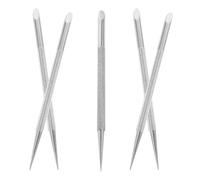 Healeved 5 Pièces Poussoir à Cuticules Acier Inoxydable Outil de Manucure Double-embout Ergonomique Nettoyeur Ongles Portable pour Salon et Usage Domestique