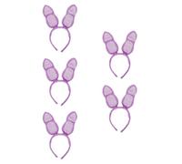 Healeved 5 Pièces Serrage-tête Oreilles de Lapin Pourpre en Peluche Douce et Confortable, Accessoire Mignon pour Fête à Thème, Carnaval et Pâques pour Femmes Adultes