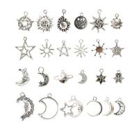 Healeved 50 Pendentifs Breloques en Alliage Électrolytique Formes Lune Soleil Étoile 50 Pièces Assorties pour Création Bijoux DIY Accessoires Colliers Bracelets Décorations Artisanales