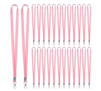 Healeved 50 Pièces Lanières Badge Travail Polyester avec Mousqueton Robuste Porte-cartes Identité Sécurisé pour École Bureau Usine Tour de Cou Pratique et Détachable Rose