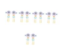 Healeved 5paires Pince à Cheveux Japonaise Forme De Fleur Avec Cloche Accessoire De Coiffure Élégant Pour Kimono Ornement à Frange Couleur Bleue
