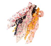 Healeved 5pièces Chouchous Fleurs Avec Longue Queue Accessoires Cheveux Élastiques Élastiques à Cheveux Élégants Pour Queue De Cheval Pour Tenue Quotidienne Et Occasions Spéciales