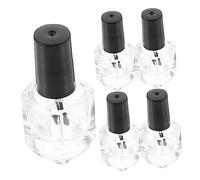 Healeved 5pièces Flacon Vide à Vernis à Ongles Transparent Lot De Bouteilles Carrées Avec Pinceau Intégré Pour Nail Art Créations Diy