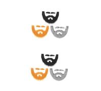 Healeved 6 Ensembles Set de Faux Sourcils et Barbes Autocollants Accessoires de Déguisement pour Halloween Barbe Artificielle Réaliste pour Costume de Nain Vieux Homme Lutin Jaune Noir Gris