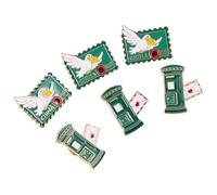Healeved 6 Pièces Broche Épingle Facile à Fixer Vintage en Métal Vert Forme Boîte aux Lettres et Pigeon Voyageur pour Tenue Quotidienne et Rassemblements à Thème