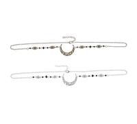 Healeved 6 Pièces chaîne tête de lune hair charms hair toppers accessoire de couvre-chef brillant décor décor vintage Bandeau Tiare décor de front décor de cheveux de mariage alliage