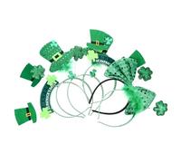 Healeved 6 Pièces Couvre-chefs de Trèfle Vert en Polyester, Légers et Confortables, Bandeaux Chic pour Fête Saint-patrick et Soirées Festives Style Aléatoire