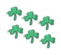 Healeved 6 Pièces Épingles à cheveux irlandaises paillette femme trèfle faire la fête briller clip pour frange Accessoires cheveux Saint Patrick cheveux bouclés décoration alliage Green