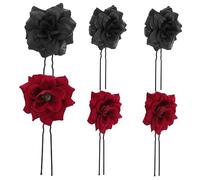 Healeved 6 Pièces Nouvelles Épingles à Cheveux Rose Pinces à Cheveux De Mariage Fourches à Cheveux Fleur Fourche à Cheveux De Fourchette à Cheveux Épingle à Cheveux Rouge En Tissu