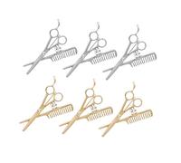 Healeved 6 Pièces Peigne à ciseaux en diamant de coiffeur style broche fleur broches devis Badges d'épingle épingle de mots de lettre broche ciseaux Alliage de zinc
