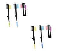 Healeved 6 Pièces peigne à sourcils avec manche brosse à sourcils biseautée œil brosse à sourcils inclinée front fouetter fil recourbe cils peigne à sourcils de mode outil peigne à sourcils