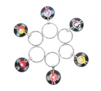 Healeved 6 pièces Porte-clés Thème Musique Pendants Vinyle Créatifs Pour Sac Décoration Clé Microphone