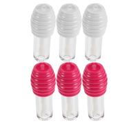 Healeved 6 Pièces Tube de Gloss à Lèvres Rechargeable avec Anneau à Miel Kit de Flacons DIY pour Lèvres Blanc et Rose pour Cosmétiques Personnalisés