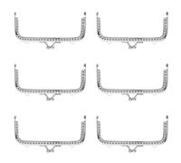 Healeved 6 Poignées Métalliques Carrées Argentées Brillantes pour Cadre de Paquet à Main DIY Anse Simple et Double Demi-Trou 125 CM Accessoires de Maroquinerie pour Création de Paquet