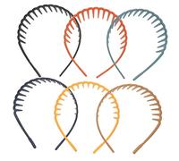 Healeved 6pièces Bandeaux Plastique Pour Filles Accessoire Avec Pour Coiffer Franges Pour Événements Quotidiens Fêtes Jaune Bleu Marine Gris Noir Orange