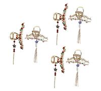 Healeved 6pièces Pince à Cheveux Fleur Avec Perles Et Franges Accessoires Élégants Pour Filles Et Femmes Clips à Jaw Pour Cheveux Fins Et Épais Pour Parties Et Quotidien