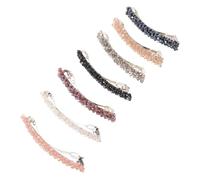 Healeved 7 Pièces Pinces à Cheveux Perlées en Métal Cristaux Scintillants, Quatre Rangées Tressées, Accessoires Élégants pour Femmes, pour Soirée et Usage Quotidien