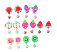 Healeved 7paires Boucles Oreilles Clip Garçon Fille Ornements Oreilles Non Perçants Motifs Dessins Animés