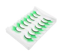 Healeved 7paires Lot Faux Cils Verts Pour Halloween Cils Extra Longs à Paillettes Pour Maquillage Théâtral Accessoire De Déguisement