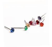Healeved 8 paires Boucles Oreilles Mini Zircon Multicolore Pur Bijoux de Piercing Corporel avec Bouchons Plastique Collection et Résistante Choix Parfait pour Toutes Tenues