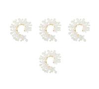 Healeved 8 Pièces Clips D'oreilles D'elfe Floraux Perles Imitation, Boucles D'oreilles sans Perçage en Alliage de Cuivre, Durabilité Artisanale, pour Mariages et Séances Photo
