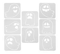 Healeved 8 Pièces Pochoir à Peindre pour Halloween Modèle de Fantôme en Pet Blanc Réutilisable pour Décoration de Meubles et Transfert de Design Facile