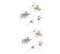 Healeved 8pièces Peigne à Cheveux Floral Pour Mariée Ensemble De Accessoires De Tête Délicats Bleu Pour Mariage Fête Ou Événement Spécial