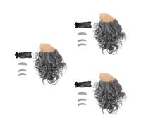 Healeved 9 Pièces Postiche Chauve Ondulée avec Moustache et Sourcils pour | Fibre Chimique Polyester, Aspect Réaliste, Facile à Porter, pour Fêtes Costumées et Déguisements Adultes