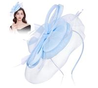 Healeved Accessoires Pour Cheveux En Maille Avec Plumes - Chapeau En Lin Bleu Ciel Pour MariéE ÉLéGant Et Confortable 27X16Cm Parfait Pour Les CéLéBrations Et Les ÉVéNements SpéCiaux