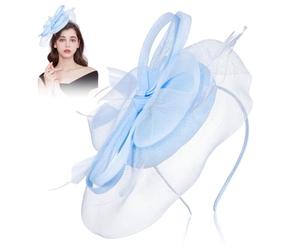 Healeved Accessoires Pour Cheveux En Maille Avec Plumes - Chapeau En Lin Bleu Ciel Pour MariéE ÉLéGant Et Confortable 27X16Cm Parfait Pour Les CéLéBrations Et Les ÉVéNements SpéCiaux