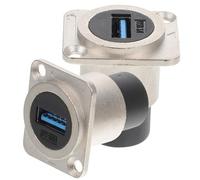 Healeved Adaptateur Coupleur USB 3.0 à Montage sur Panneau Argenté 2pcs en Métal et PC Anti-Ultraviolet Économisant l'espace pour Connexion Directe