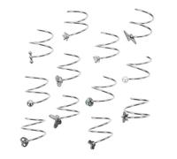 Healeved Anneaux de Nez Double Spirale en Acier Inoxydable 12 Pcs, Bijoux de Piercing Septum Métal, Accessoires Mode Unisexes pour Fêtes et Usage Quotidien, Design Minimaliste Acier Gris