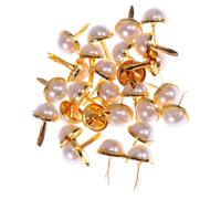 Healeved Attaches Parisiennes Décoratives Demi-Perle Dorée 12 MM Lot de 120 Clous à Deux Pattes en Alliage Métallique Ornements pour Loisirs Créatifs Scrapbooking et Couture Textile
