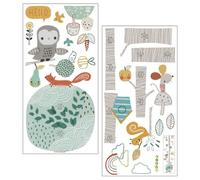 Healeved Autocollant Mural Toise Arbre et Animaux en PVC, Tableau de Croissance pour Chambres d'Enfants, Design Cartoon, Suivi de Taille, 1 Set
