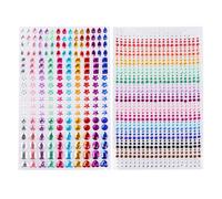 Healeved Autocollants Diamant Acryliques Colorés 2 Feuilles Perles Cristal pour Loisirs Créatifs Garçon et Filles et Scrapbooking Multicolores Couleur Aléatoire