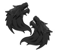 Healeved Autocollants Métalliques de Voiture Tête de Loup 2pcs Noir Résistants aux Intempéries Adhésif Puissant pour Décoration Extérieure Automobile