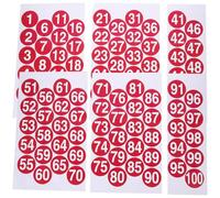 Healeved Autocollants Numérotés Ronds en Pvc Adhésif Rouge Étanches, Solide pour Classification et Organisation la Maison, 1 Set de Gommettes Chiffres