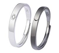 Healeved Bague Couple Lune Soleil Ajustable Accessoires pour Anneaux Créatifs Unisexes pour Promesses et Occasions
