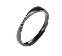 Healeved Bague élégante de couple en Argent S925 noire anneau ouvert simple avec finition fine, bague décorative pour relation à distance idéale pour sœurs