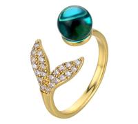 Healeved Bague Femme Ajustable Forme Sirène Ouverte Anneau Fantaisie Réglable pour Adolescentes Anneau Doigt Mode pour Anniversaire ou Mariage