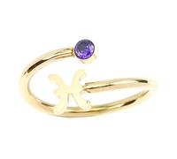 Healeved Bague Ouverte Réglable Zircon Élégante pour Femmes Accessoire Mode Astrologie Cadeau Bague Naissance Bijoux pour Soirée et Quotidien