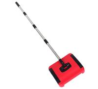 Healeved Balai à Tapis Manuel Compact Rouge, Outil de Nettoyage de Tapis Multifonction, Aspirateur Balai sans Fil avec Brosse Rotative, Hauteur Réglable, pour Sols Durs et Moquettes,