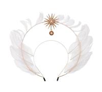 Healeved Bandeau de Déesse Blanc en Métal et Fibre Style Papal pour Halloween et Défilés, Accessoire Polyvalent et Élégant pour Costume Renaissance Femmes