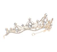 Healeved Bandeau de Mariée Baroque Léger en Alliage de Zinc Cristaux, Diadème Portable sans Décoloration, pour Banquet et Fête