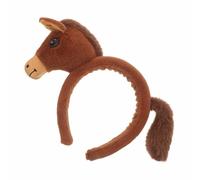 Healeved Bandeau Peluche Animal Cheval Brun pour Nouvel An Chinois 2026, Serrage-tête Élastique Taille Unique, Accessoire Fête et Cosplay, Bandeau de L'année du Cheval, Décoration Tête