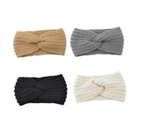 Healeved Bandeau Tricoté À La Main Pour Femme Lot De 4 Bandeaux Tricotés À Larges Bords Noués En Croix En Laine Chaude Et Confortable
