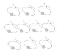 Healeved Base de Bracelet Ajustable en Acier Inoxydable Plateau Carré 20 Mm pour Fabrication de Bijoux Diy, Supports de Bracelet Vierges pour Création Personnalisée, Kit 10 Pièces