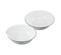 Healeved Bassine en Émail Rétro 2pcs pour Bains de Pied et Lavage, Taille 32 34cm, Multi-usages et Adaptée à Toute la Famille