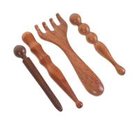 Healeved Bâtons de Massage en Bois Naturel 4 Pièces Outil de Massage Chinois Gua Sha pour Visage et Corps Réflexologie et Point D’acupression Portable pour Bien-être Quotidien
